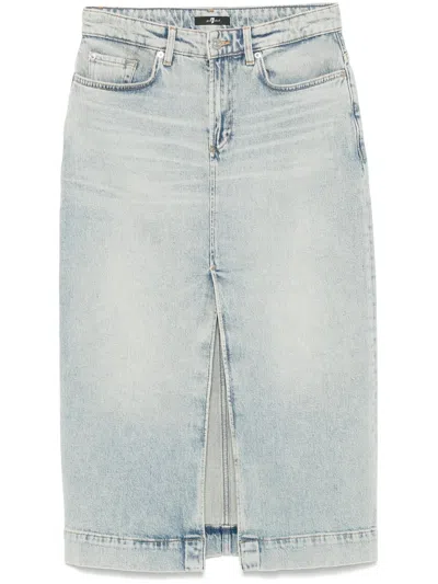 7 For All Mankind Amber Midi Skirt In Blue