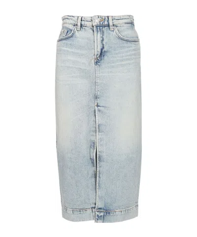 7 For All Mankind Amber Midi Skirt In Blue
