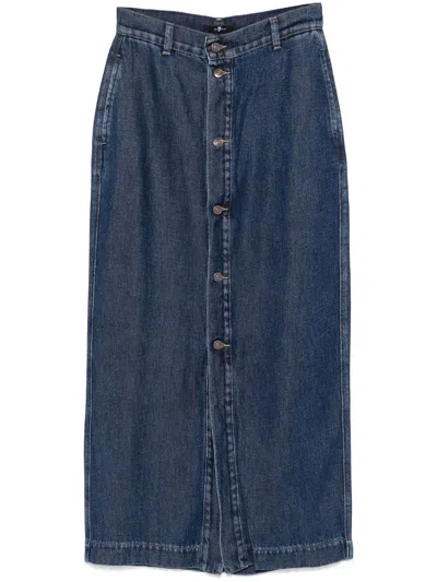 7 For All Mankind Woman Denim Skirt Blue Size 28 Lyocell