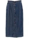 7 For All Mankind Amie Denim Long Skirt In Blue