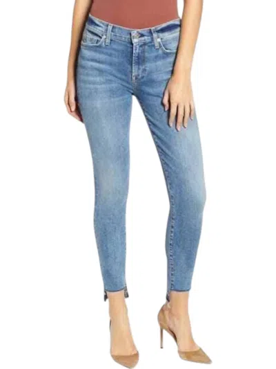 7 For All Mankind Ankle Super Skinny Step Raw Hem Jeans In Blue