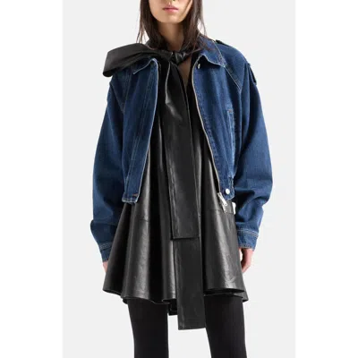 7 For All Mankind Aviator Cropped Denim Jacket In Radar
