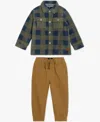 7 For All Mankind Baby Boys 2-piece Long Sleeve Shirt And Denim Cargos Set In Multi