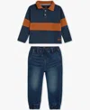 7 For All Mankind Baby Boys 2-piece Sporty Polo Top And Jeans Set In Multi