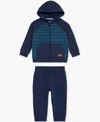 7 For All Mankind Baby Boys 2-piece Sweat Long Sleeve Hoodie And Joggers Set In Blue