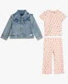 7 For All Mankind Baby Girls 3-piece Jacket, T-shirt And Pants Set In Multi