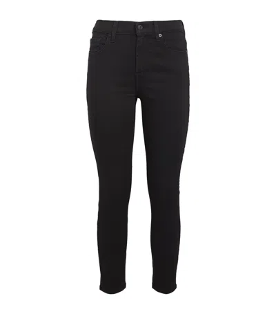 7 For All Mankind Bair Ankle Skinny Mid-rise Jeans In Black