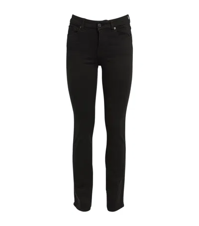7 For All Mankind Bair Denim Straight-fit Jean In Black
