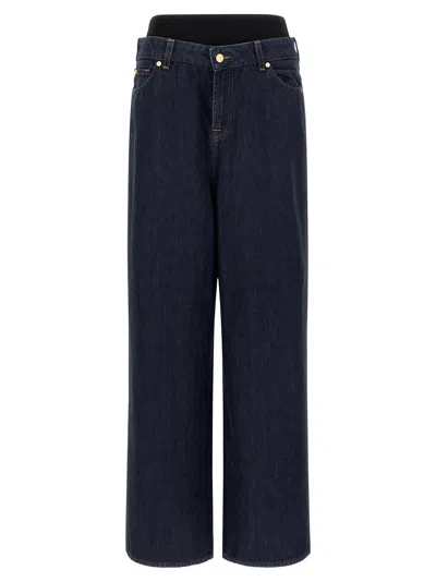 7 For All Mankind Banded Slouchy Wide Jeans In Brown