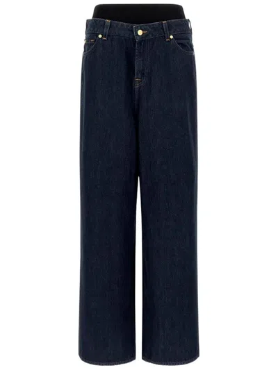 7 For All Mankind Banded Slouchy Wide Leg Jeans Clothing In Blue