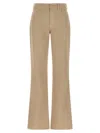 7 For All Mankind Tess Flared Trousers With Belt Loops And Back Pockets In Beige
