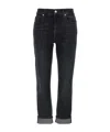 7 For All Mankind Belt Loop Denim Trousers In Black
