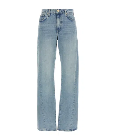 7 For All Mankind Faded Wash Five-pocket Denim Trousers In Blue
