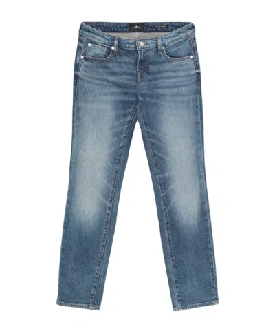 7 For All Mankind Faded Five-pocket Jeans In Blue