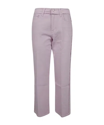 7 For All Mankind High Waist Straight Ankle Denim Trousers In Purple