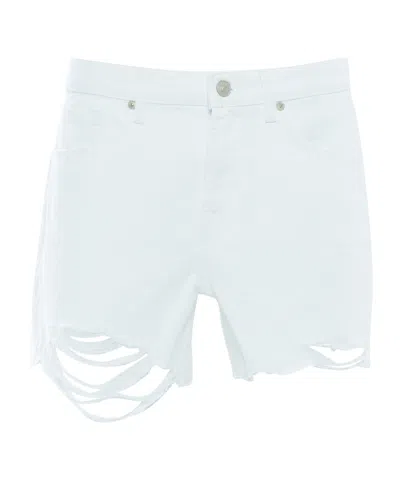 7 For All Mankind Belt-loop Shorts In White