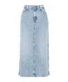 7 For All Mankind Denim Midi Skirt In Blue