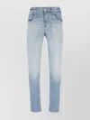 7 For All Mankind Belt Looped Faded Denim Trousers In White