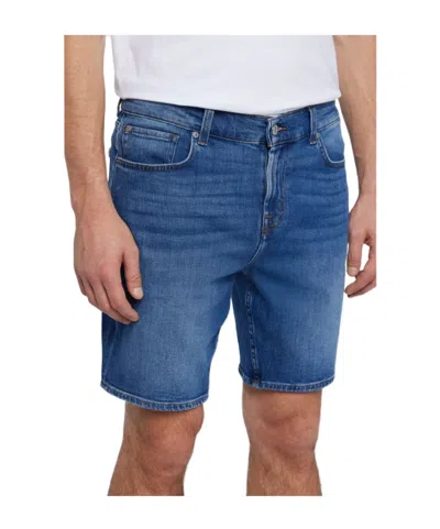 7 For All Mankind Belt Ring Denim Shorts In Blue
