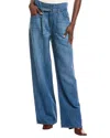 7 For All Mankind Belted Wide-leg Linen-blend Trouser In Blue