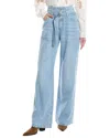 7 For All Mankind Belted Wide-leg Linen-blend Trouser In Blue