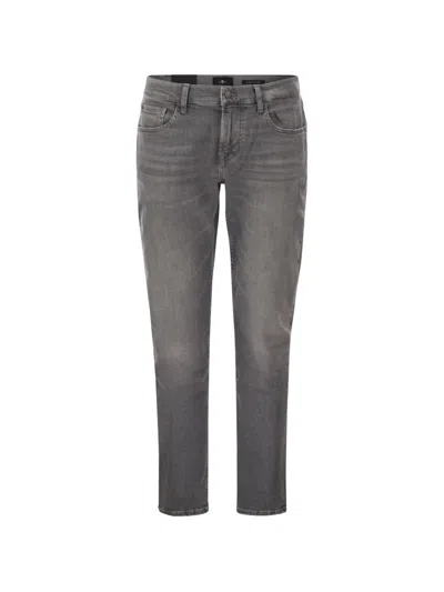 7 For All Mankind Belt-loop Buttoned Jeans In Gray