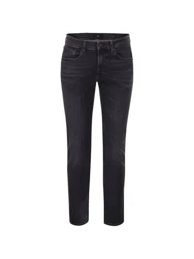 7 For All Mankind Belt-loop Buttoned Jeans In Blue