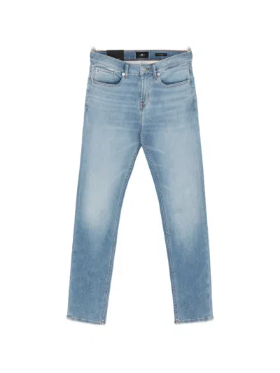 7 For All Mankind Belt-loop Faded Jeans In Blue
