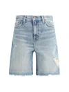 7 For All Mankind Lola Mid-rise Denim Shorts Clothing In Blue