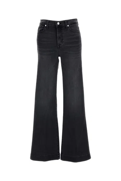 7 For All Mankind Black Flared High Rise Jeans