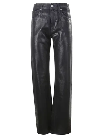 7 For All Mankind Blue Black Wax Effect Trousers
