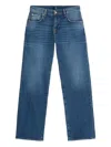 7 For All Mankind Blue Calie Denim Straight Jeans In Blue