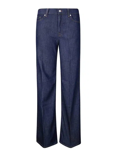 7 For All Mankind Blue Cotton Modal Elastane Jeans