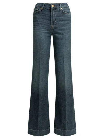 7 For All Mankind Blue Cotton Modal Polyester Elastane Jeans