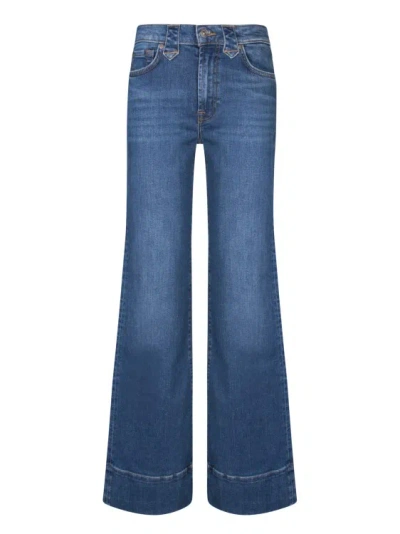 7 For All Mankind Blue Flared Jeans In Green