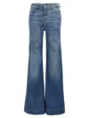 7 For All Mankind Womens Gran Canyon Modern Dojo Flared-leg High-rise Denim-blend Jeans In Blue