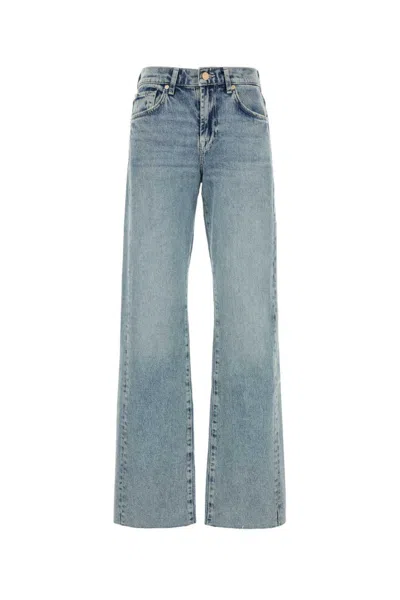 7 For All Mankind Blue Wide Leg Raw Cut Jeans