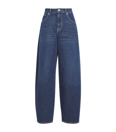 7 For All Mankind Bonnie Curvilinear Barrel-leg Jeans In Blue