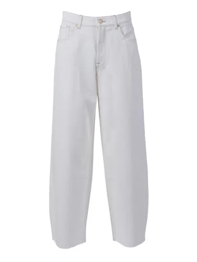 7 For All Mankind Bonnie Curvilinear Milkyway With Raw Cut In White