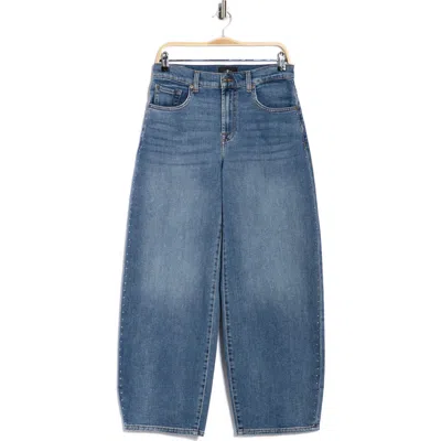 7 For All Mankind Bonnie Curvilinear Raw Hem Barrel Leg Jeans In Blue