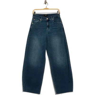 7 For All Mankind Bonnie Curvilinear Raw Hem Barrel Leg Jeans In Blue