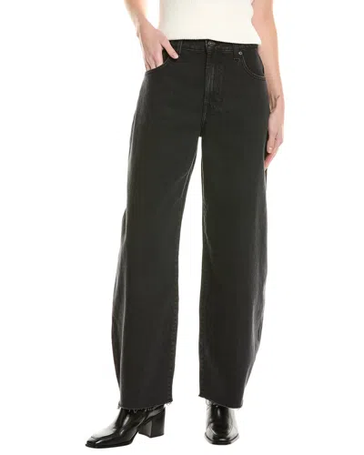 7 For All Mankind Bonnie Curvilinear Thunder Curved Wide Leg Jean In Black