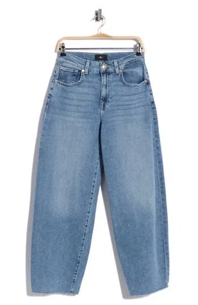 7 For All Mankind Bonnie High Waist Raw Hem Curvilinear Jeans In Blue