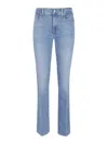 7 For All Mankind Straight Leg Trousers In Soft Cotton Blend In Blue
