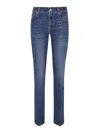 7 For All Mankind Straight-leg Blue Trousers In Soft Cotton Blend In Blue