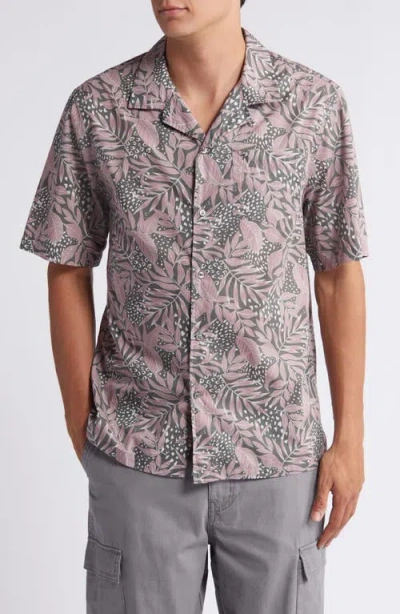 7 For All Mankind Botanical Print Camp Shirt In Mauve