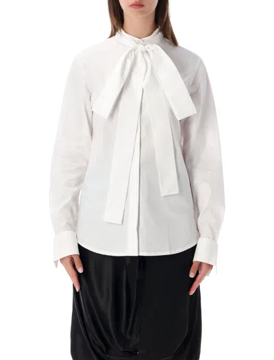 7 For All Mankind Pussy-bow Long-sleeve Shirt In Neutral