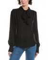 7 For All Mankind Bow Silk Shirt In Black