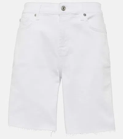 7 For All Mankind Boy Shorts High-rise Shorts In White