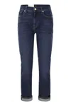 7 For All Mankind Relaxed Skinny Mid-rise Boyfriend Jeans For Women In Dark Denim In Dark Denim